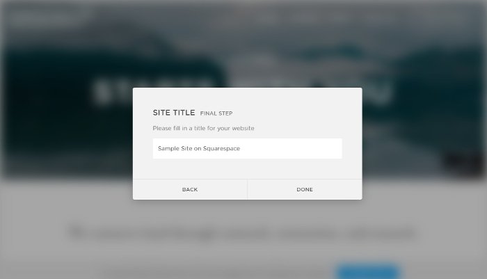 adding site title in squarespace initial setup wizard