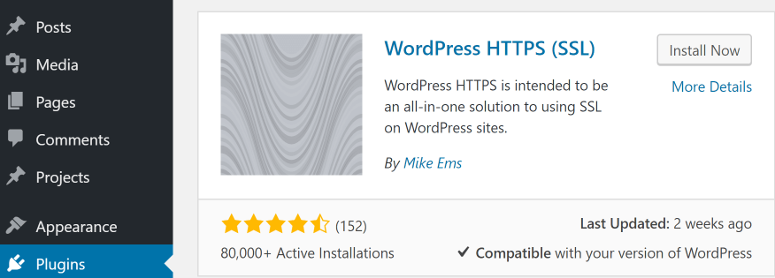 Installing the WordPress HTTPS (SSL) plugin.