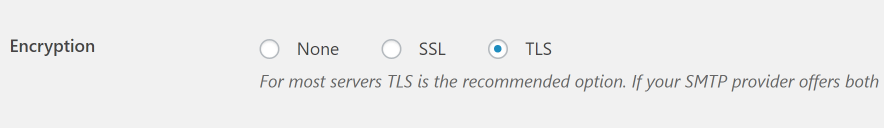 Choosing the TSL encryption method.