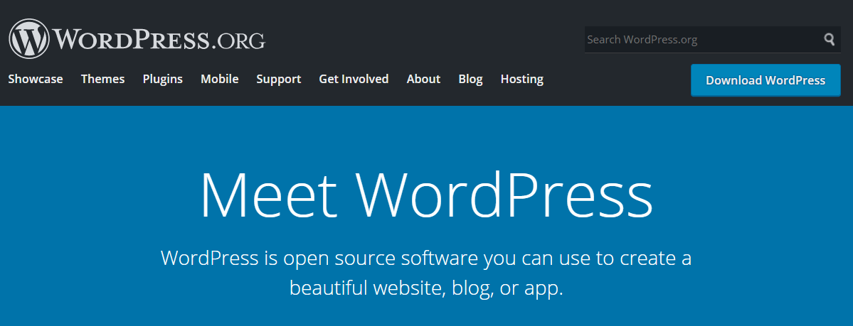 The WordPress home page.