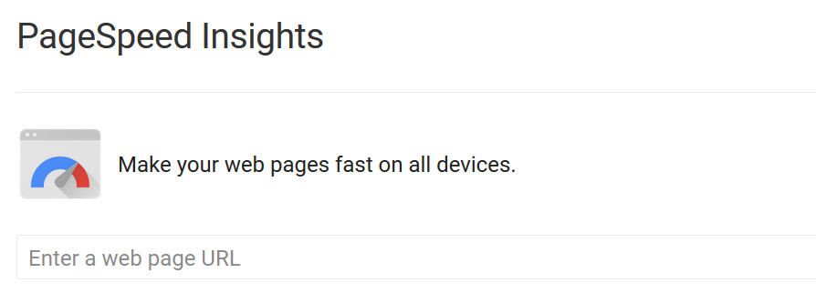 The Google PageSpeed Insights homepage.