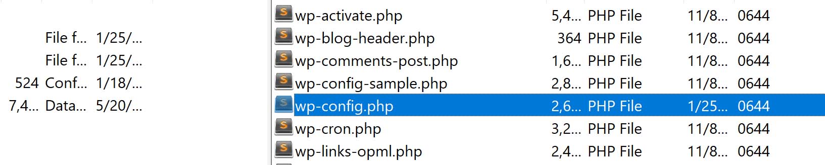 The wp-config.php file.