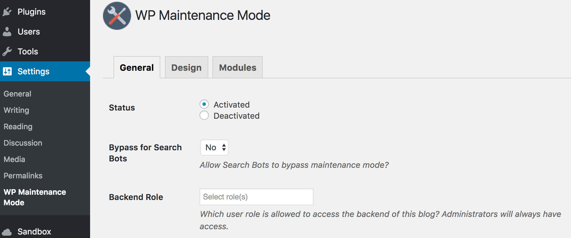 A screenshot of the WordPress maintenance mode.