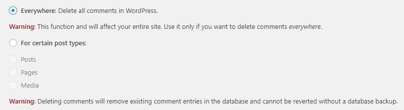 Deleting comments in WordPress.