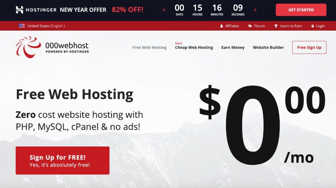 000webhost.com homepage