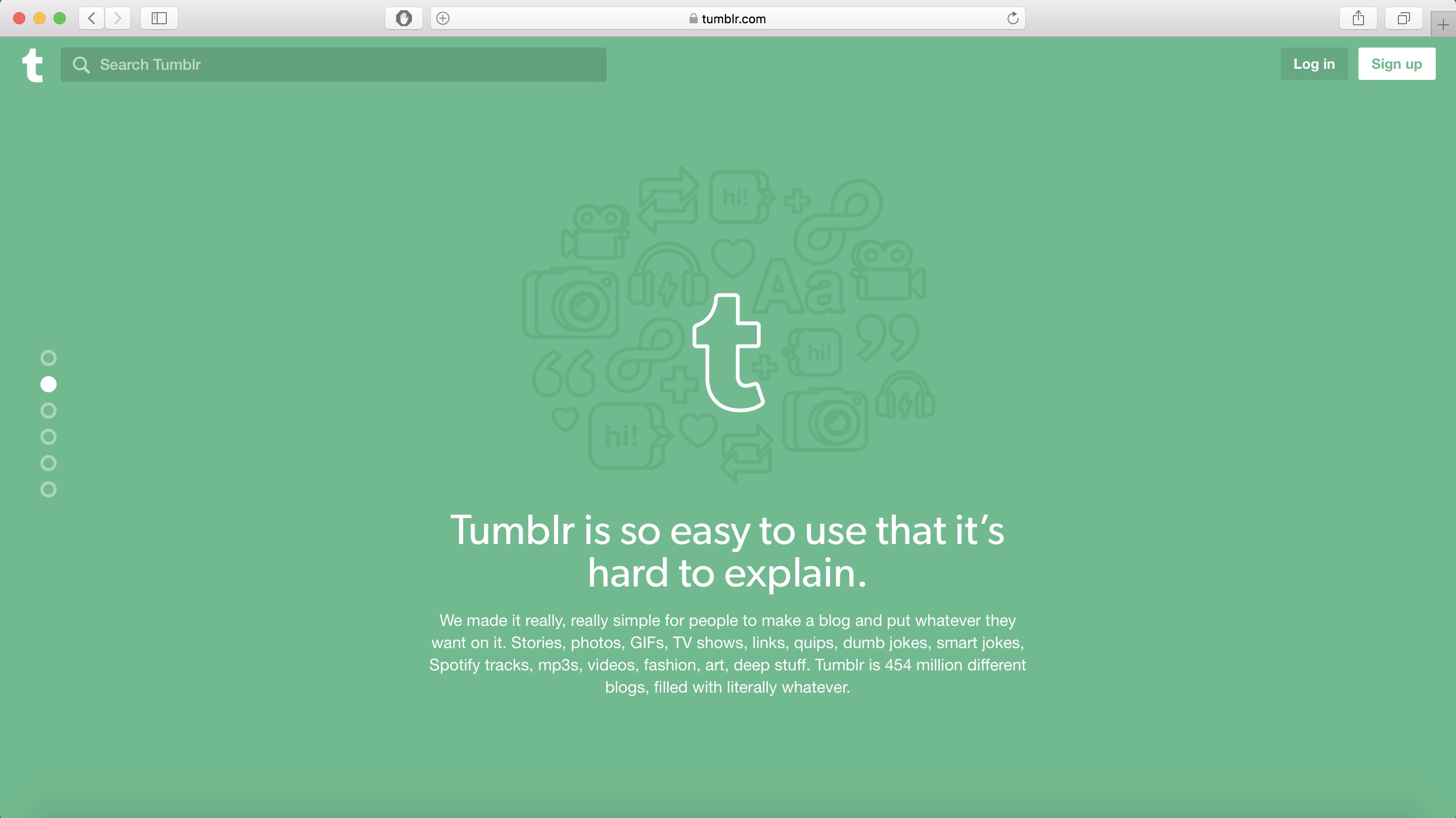 Tumblr homepage