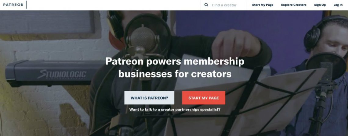 Patreon.com homepage