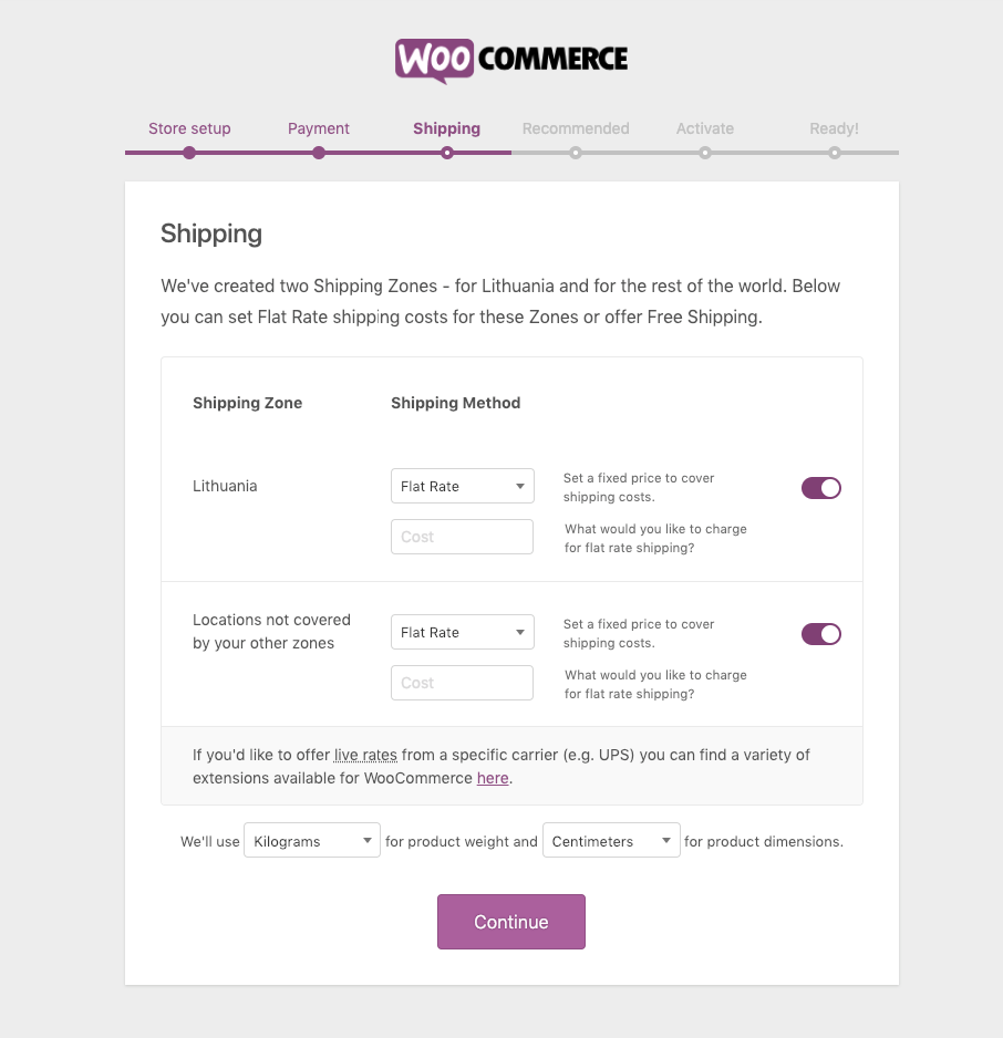 Setting up shipping details with WooCommerce