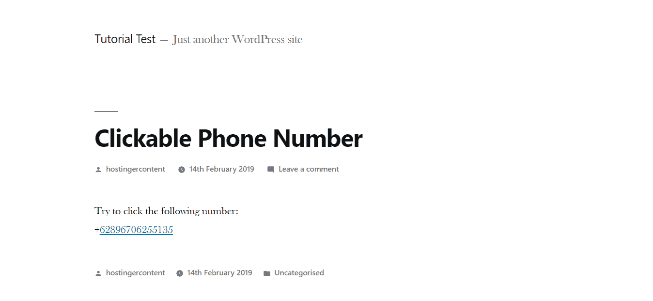 Clickable Phone Number Example