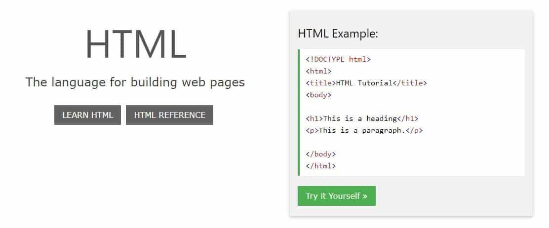 W3Schools courses to learn HTML