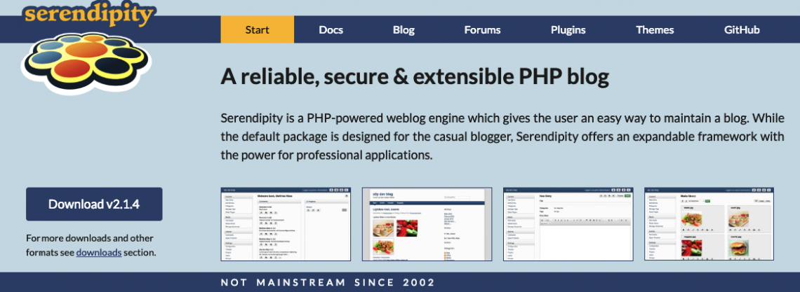 Serendipity cms homepage