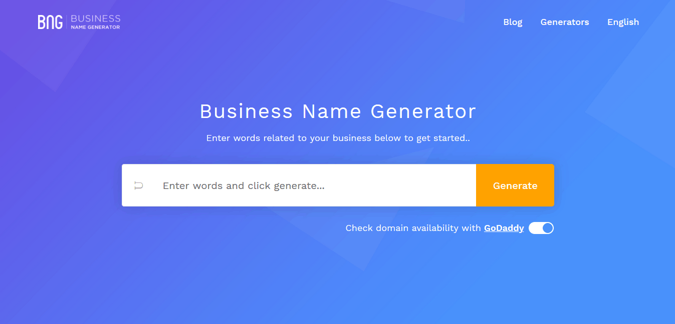 Business Name Generator landing page