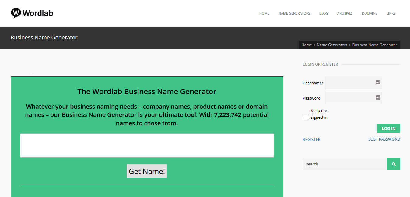 One of many Worldlab's name generators