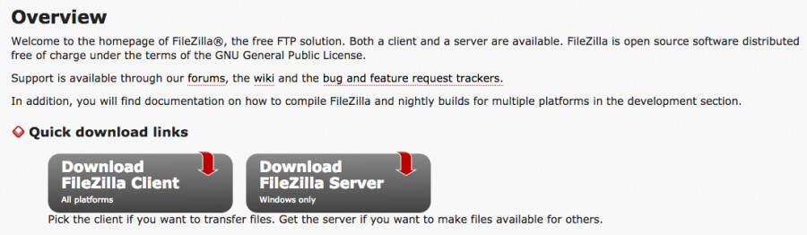 The FileZilla FTP client.